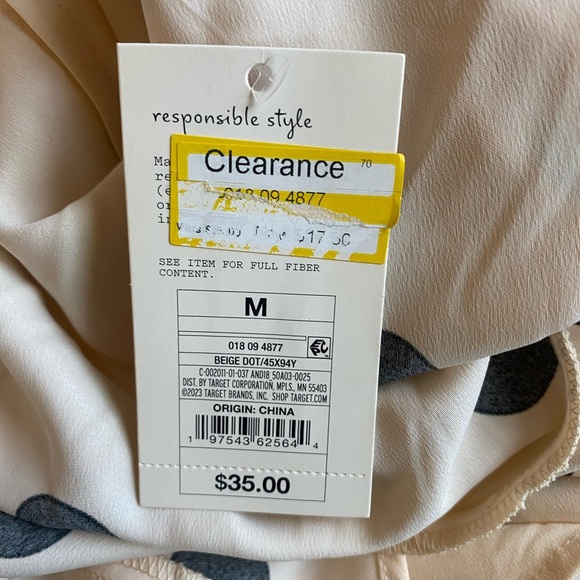 a new day Cream and black Polka Dots High Low Dress NWT - Picture 8 of 11